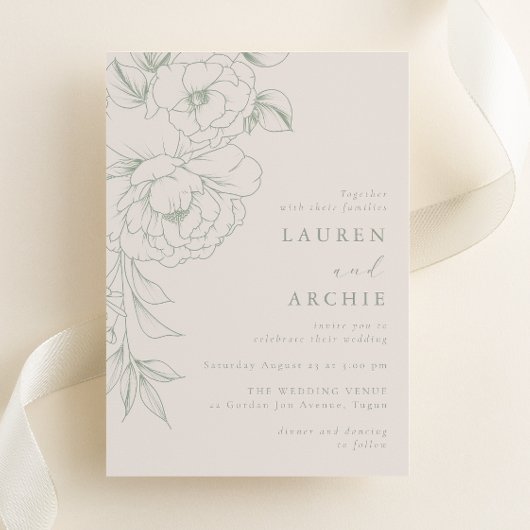 Invitation Elegant Sage Vintage Floral Wedding
