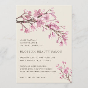 Invitation Elégant salon de beauté en fleurs de cerisier Gran