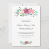 Invitation Élégant Salon de Beauté Florale Rose Grand Ouvertu (Devant)
