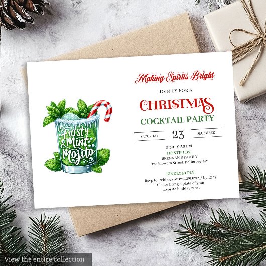 Invitation Elegant sangria Christmas cocktails party invite