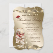 Invitation Elegant,Santa Hat,Wine Glass Christmas Party (Devant)