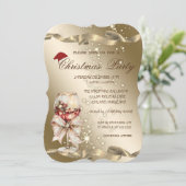 Invitation Elegant,Santa Hat,Wine Glass Christmas Party (Debout devant)
