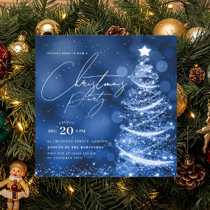 Invitation ÉLÉGANT Sapin de Noël bleu marine Fête de Noël d'h