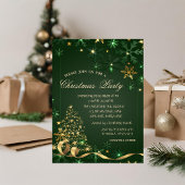 Invitation Élégant sapin de Noël Flocon vert Noël