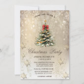 Invitation Élégant sapin de Noël Snowflakes Gold (Devant)