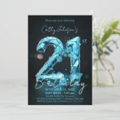 Invitation Elégant Sapphire Bleu et Noir 21e anniversaire (Debout devant)