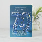 Invitation Elegant Sapphire Blue Diamond 70th Birthday (Debout devant)