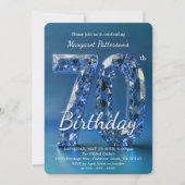 Invitation Elegant Sapphire Blue Diamond 70th Birthday (Devant)