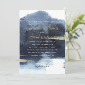 Invitation Elégant Sapphire et or | Mariage nautique (Debout devant)