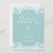 Invitation Élégant sarcelle turquoise blanc dentelle doux 16 (Devant)