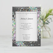 INVITATION ÉLÉGANT SATIN PURPLE HOLOGRAPHIQUE PASTEL (Debout devant)