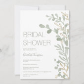 Invitation Elégant sauge vert feuille or script nuptiale douc (Devant)