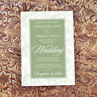 Elégant sauge vintage sauge motif mariage