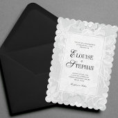 Invitation Elegant Scalloped Edge White Lace Wedding