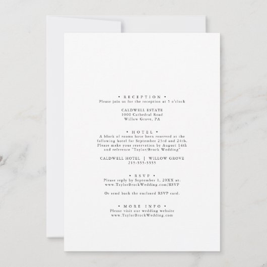 Invitation Élégant scénario formel Mariage Parents des mariée (Dos)