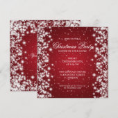 Invitation Élégant scintillement de fête rouge (Devant / Derrière)