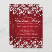 Invitation Élégant scintillement hivernal 2 Rouge (Devant / Derrière)