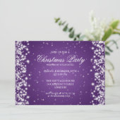 Invitation Élégant scintillement violet pour fête (Debout devant)