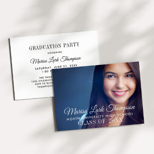 Invitation Élégant Script 2024 Custom Photo Graduation Party