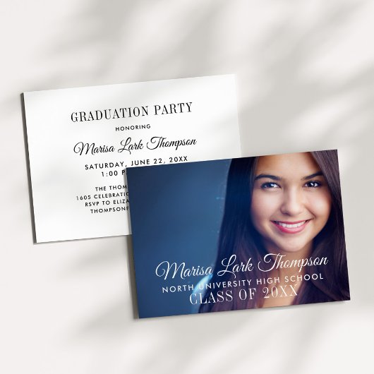 Invitation Élégant Script 2025 Custom Photo Graduation Party