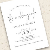 Invitation Élégant script 3 Photo QR Code noir blanc Mariage