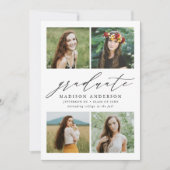 Invitation Élégant Script 4 Photo Graduation Party (Devant)