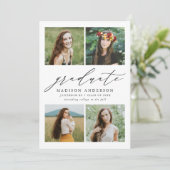 Invitation Élégant Script 4 Photo Graduation Party (Debout devant)