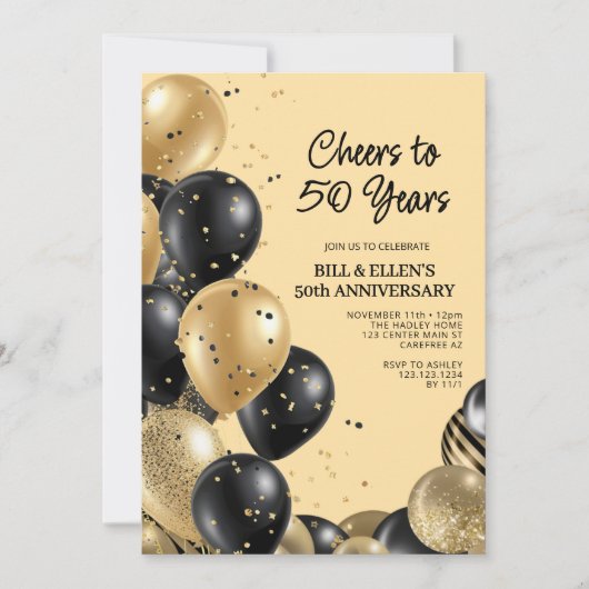 Invitation Élégant Script 50e anniversaire de Mariage (Devant)