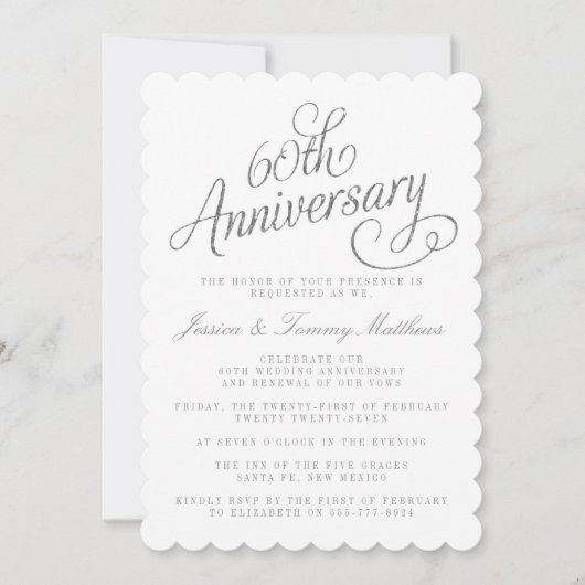 Invitation Elegant Script 60th Diamond Wedding Anniversary (Devant)