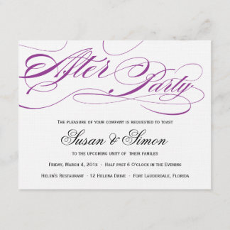 Invitation Élégant Script après l'invitation de la fête Purpl