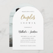 Invitation Elegant Script Arch Photo Couples Bridal Shower (Devant / Derrière)