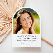 Invitation Élégant Script Arch Photo Graduation Party