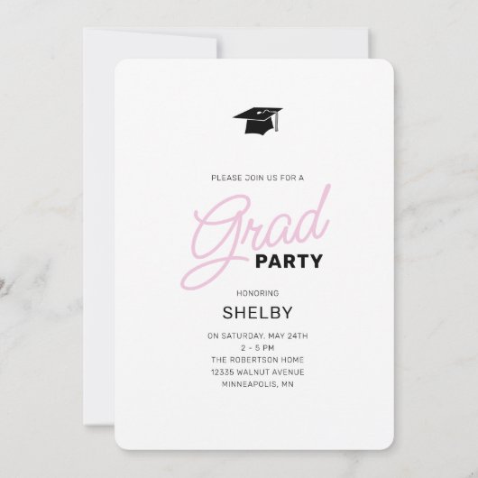 Invitation Élégant Script Arch Photos Graduation Party (Dos)