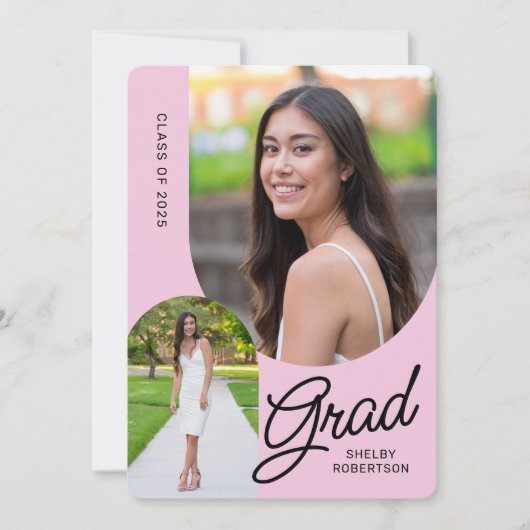 Invitation Élégant Script Arch Photos Graduation Party (Devant)