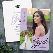 Invitation Élégant Script Arch Photos Graduation Party