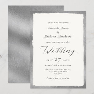 Invitation Élégant script avec Mariage minimal Argent Edge