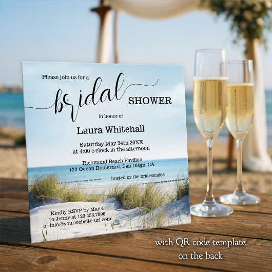Invitation Elegant Script Beach Bridal Shower