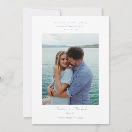 Invitation Élégant Script Bible Verse Photo Mariage (Dos)