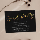 Invitation Élégant Script Black Gold Graduation Party