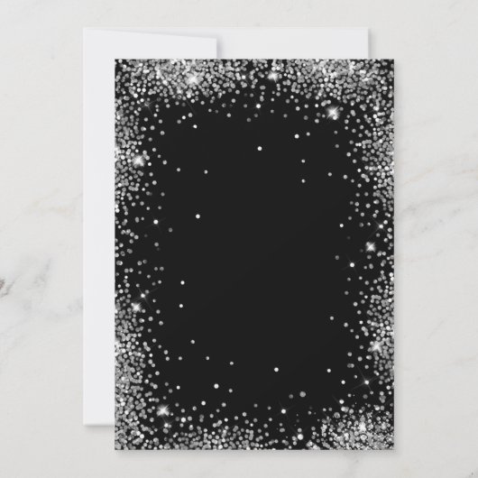 Invitation Élégant Script Black Silver Parties scintillant 10 (Dos)