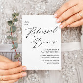 Invitation Élégant script blanc de la répétition dîner code Q