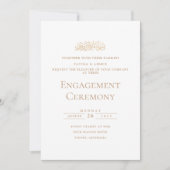 Invitation Élégant Script Blanc Gold Musulman Parti d'engagem (Devant)