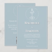 Invitation Élégant script blanc gris gris Mariage modifiable (Devant / Derrière)
