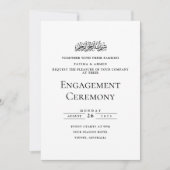 Invitation Élégant Script Blanc Noir Musulman Parti d'engagem (Devant)