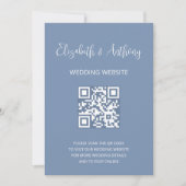 Invitation Élégant script bleu foncé | QR Code Mariage RSVP (Devant)