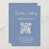 Invitation Élégant script bleu foncé | QR Code Mariage RSVP (Devant / Derrière)