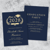 Invitation Élégant Script Blue College Graduation Party