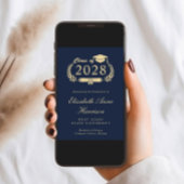 Invitation Élégant Script Blue College Graduation Party