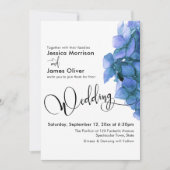 Invitation Élégant Script Blue Watercolor Hydrangea Mariage (Devant)