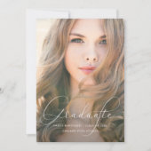 Invitation Élégant Script Blush Photo Graduation Party (Devant)